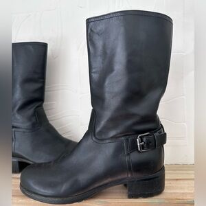 Prada Sport Leather Moto Boots Black